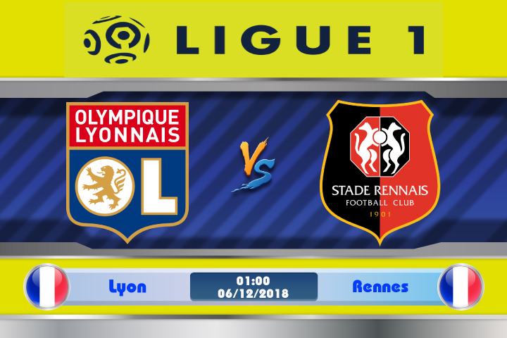 Tỷ lệ kèo trận Lyonnaise vs Rennes Ligue 1 Pháp, 1h ngày 6/12/2018) 1