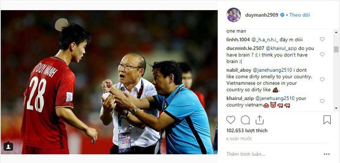 Duy Mạnh bị CĐV Malaysia tấn công trên Instagram 1