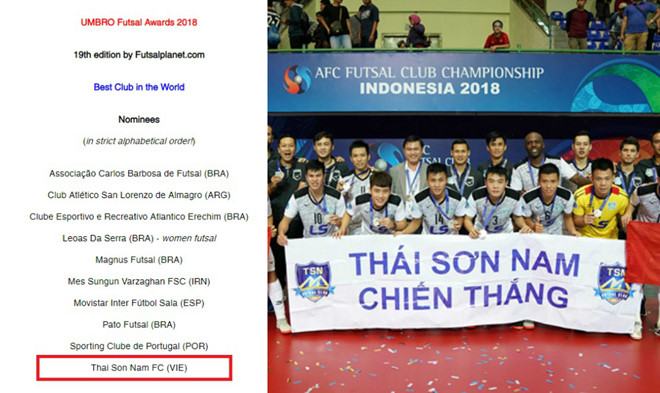 VĐV Thái Sơn Nam lọt top ứng viên câu lạc bộ hay nhất thế giới 1